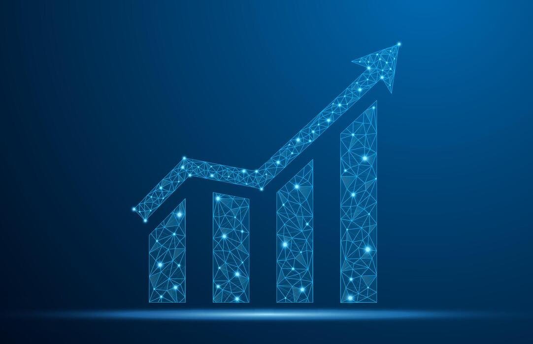financial-business-growth-investment-graph-accounting-business-trading-analytics-economy-success-with-profit-and-trading-growth-wireframe-and-low-poly-concept-vector